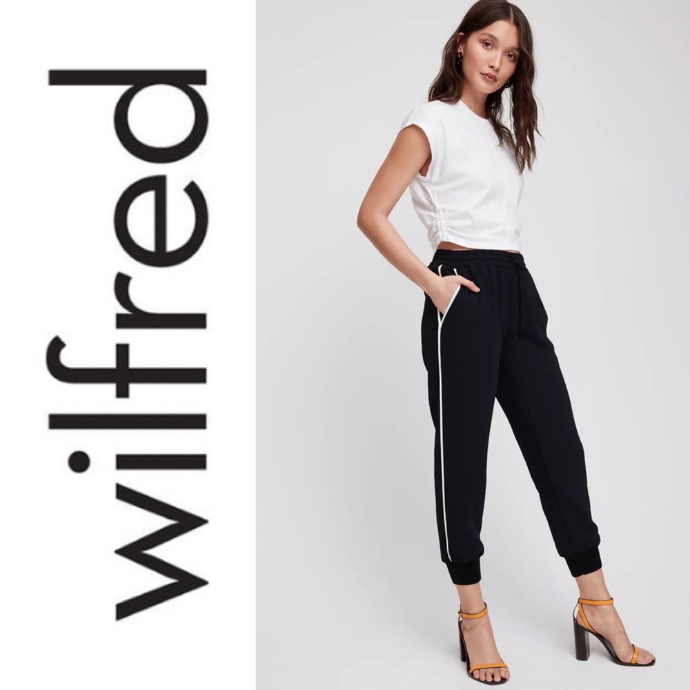 Like new Aritzia WILFRED Buffon Jogger-Style Pant, Black/Ivory, Size M